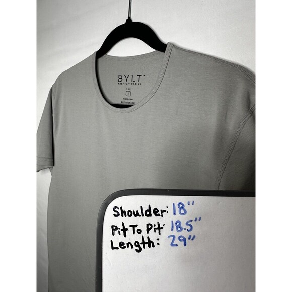 BYLT Premium Basics Drop Cut Lux Short Sleeve Gray Shirt Men’s Size Small - Picture 8 of 8